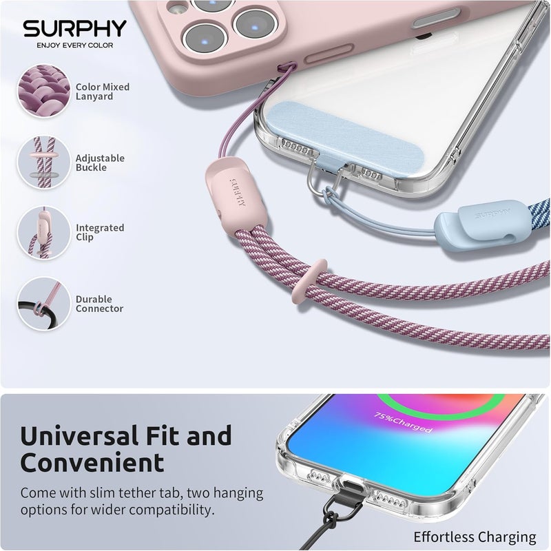 SURPHY 3 Pack Phone Wrist Strap with CellPhone Tether Tab, Cellphone Lanyard, Phone Strap with 2-Color Braided, Wrist Lanyard - Image 2